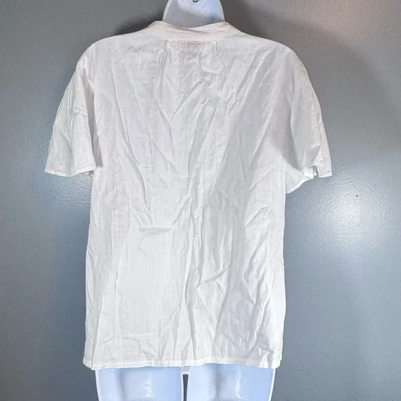 Knox Rose White Boho Embroidered Tassel Blouse Size L Cotton Peasant Top - Picture 4 of 9